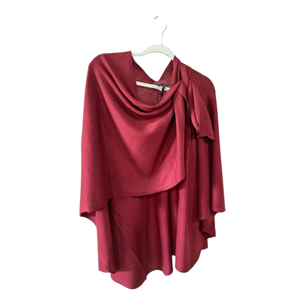 Coco + Carmen Vibrant Cranberry  Knit Poncho NWT